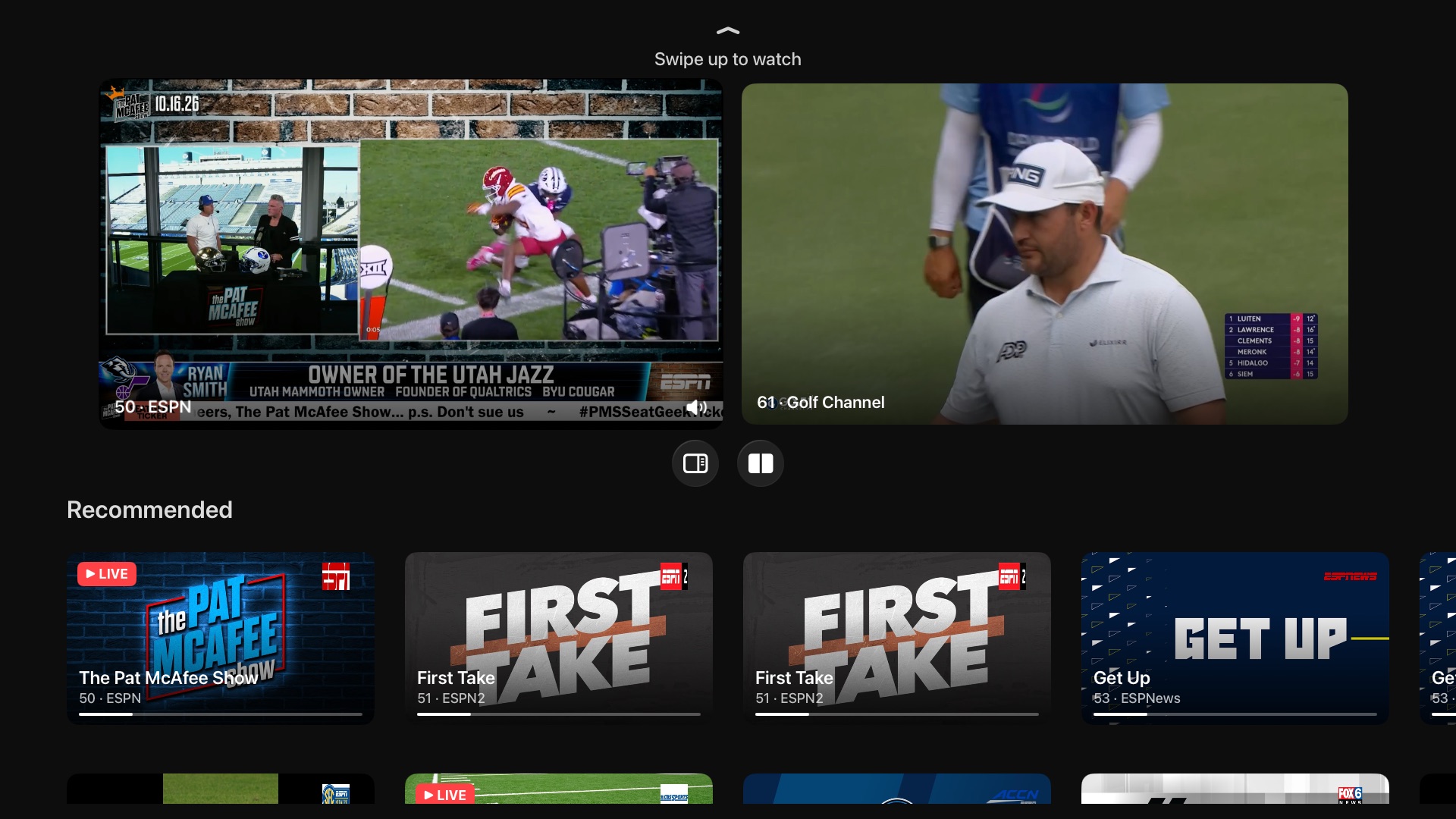 Multiview with four live channels
