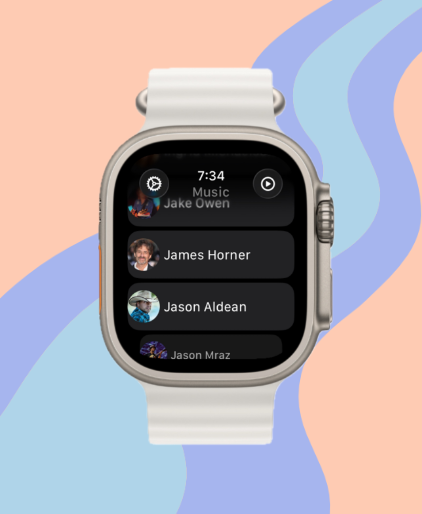 WristStream artist browsing screen